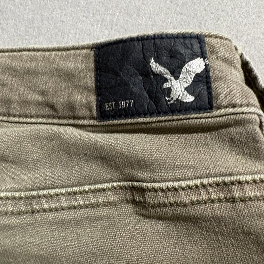 American Eagle Super Super Stretch Legging Crop Jeans Womens Size 6 Olive Green