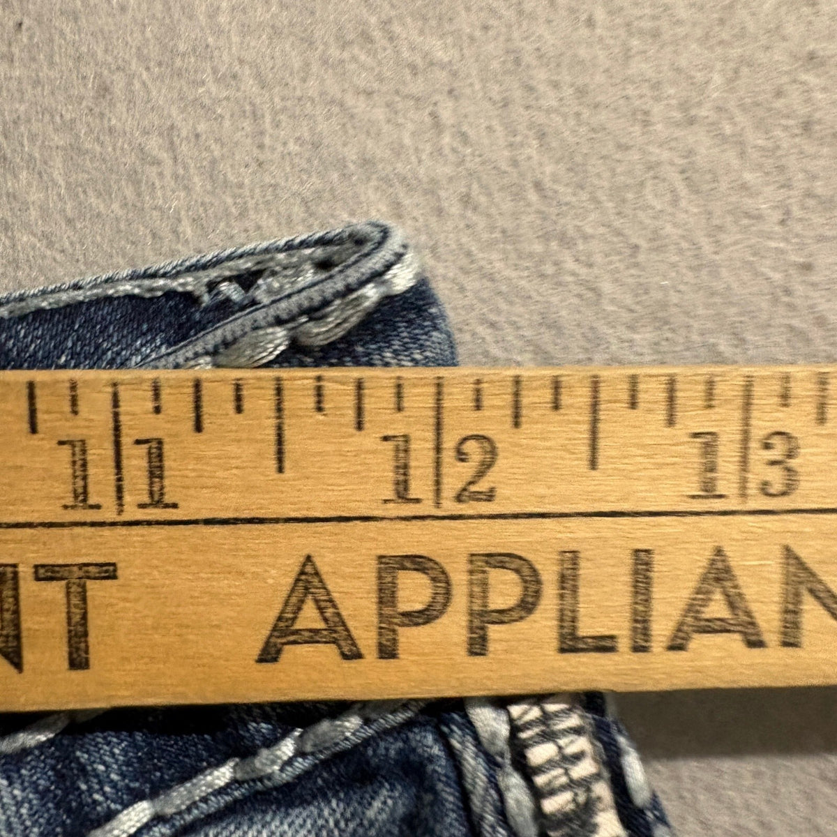 Answer Me Bootcut Jeans Womens 3/30 Blue Denim Thick Stitch Rhinestone Cross Y2K