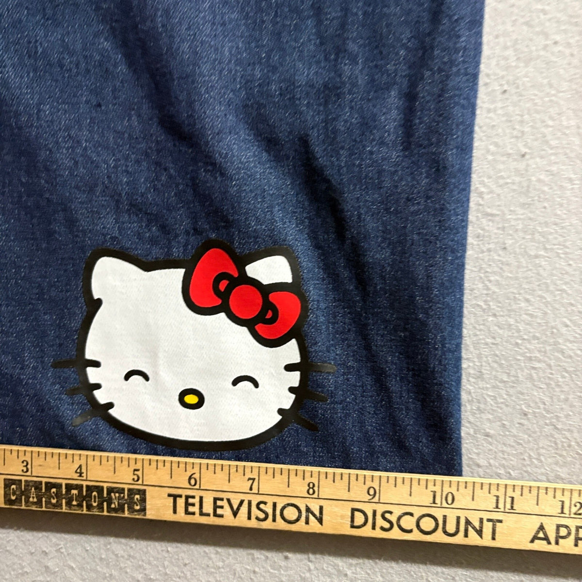 Shein Hello Kitty Wide Leg Jeans Womens Small Two Tone Blue Denim Colorblock