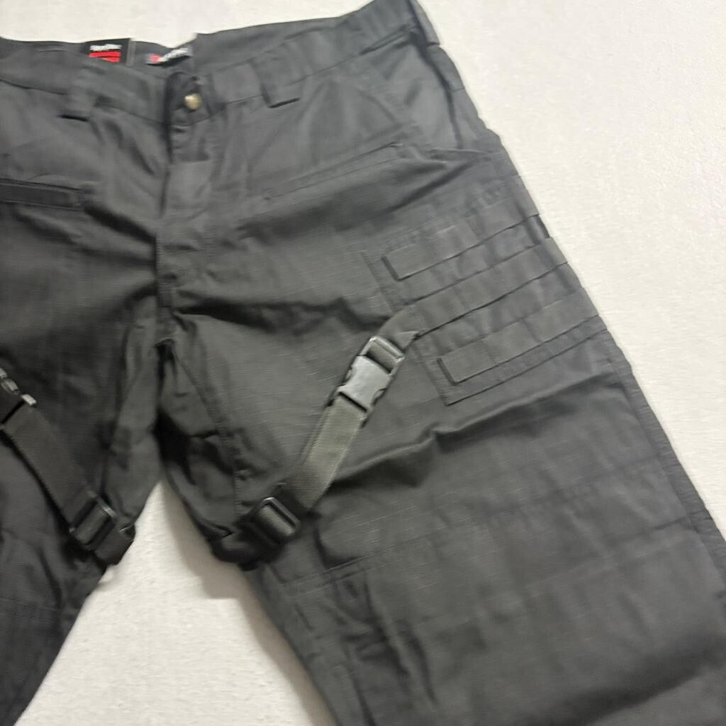 SpryTac Tactical Cargo Pants Mens 36x32 Black Ripstop MOLLE Straps New