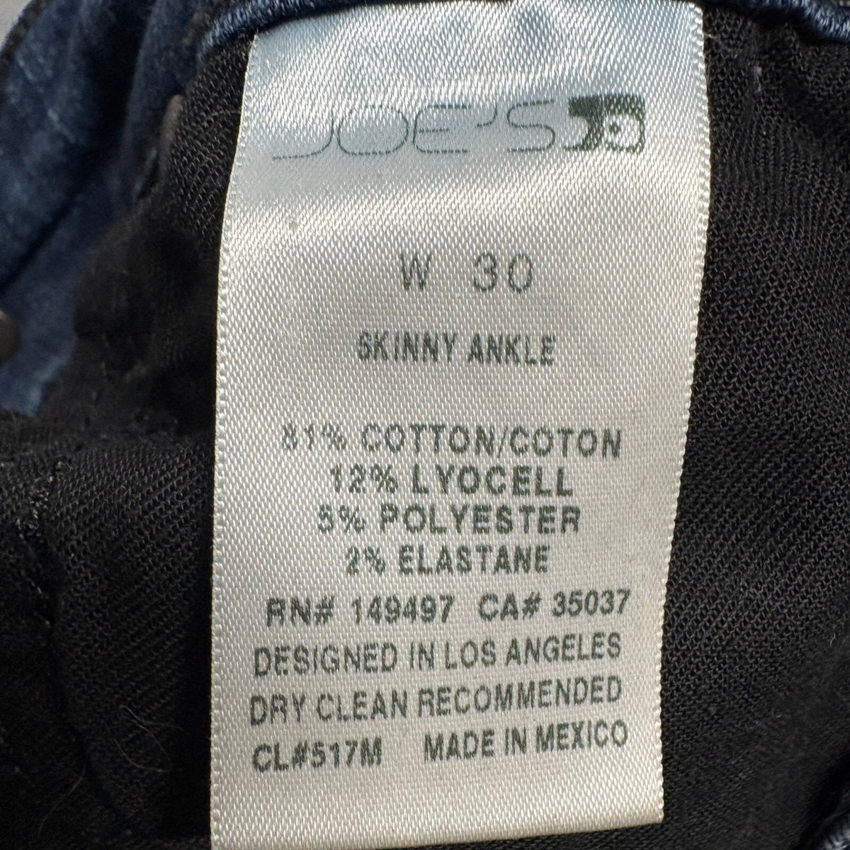 Joes Jeans Womens 30 Skinny Ankle Blue Denim Raw Hem Stretch Jeans