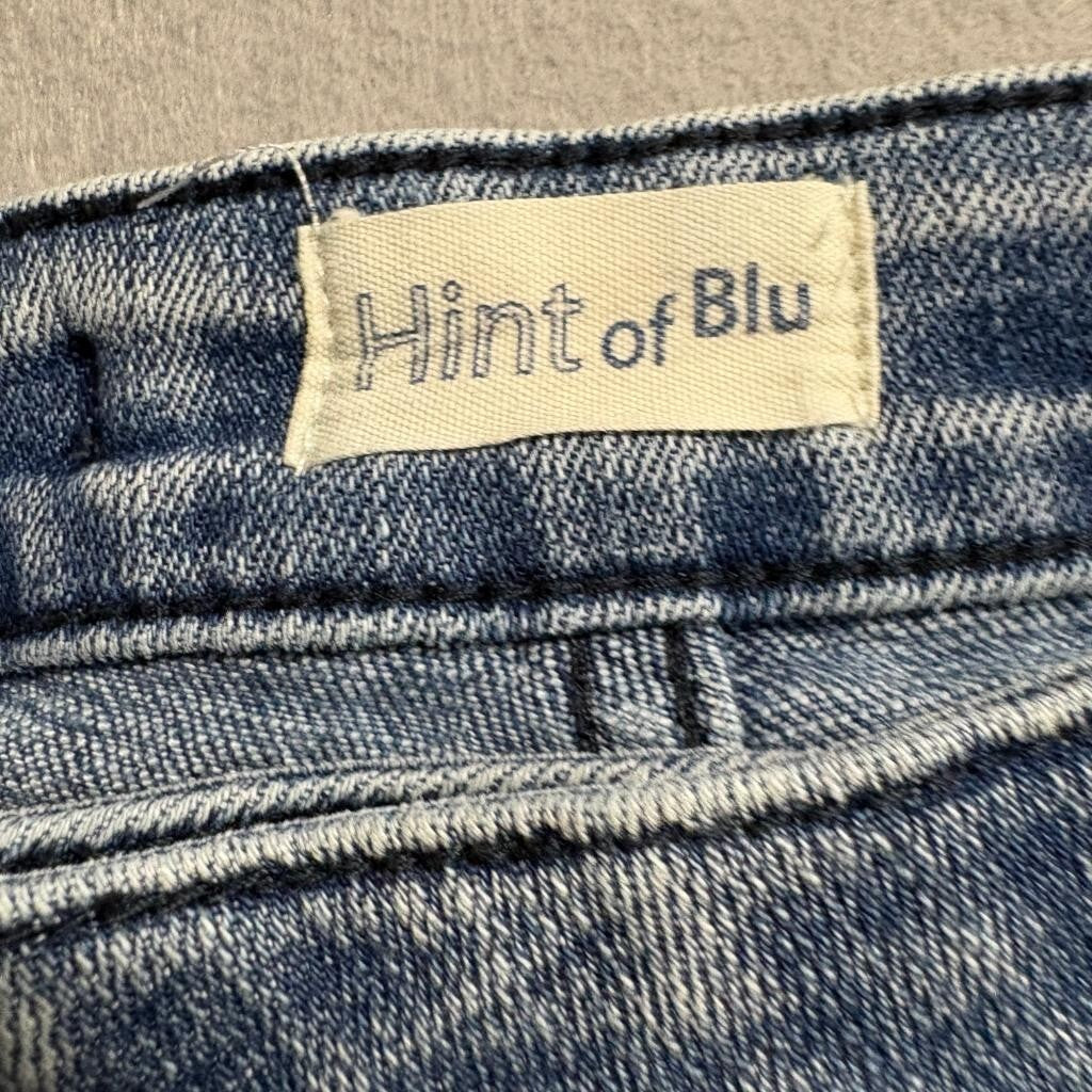 Hint of Blu Wide Leg Jeans Womens Size 25 Blue Denim Raw Hem High Rise Stretch