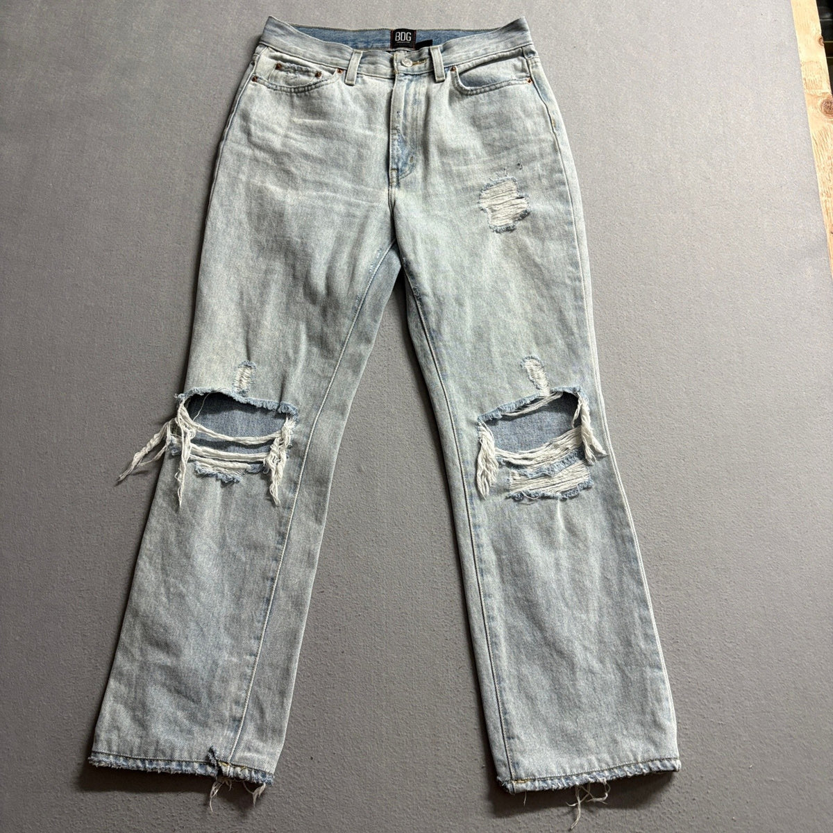 BDG Urban Outfitters Distressed Bootcut Jeans Womens 28 Light Wash Ripped Denim