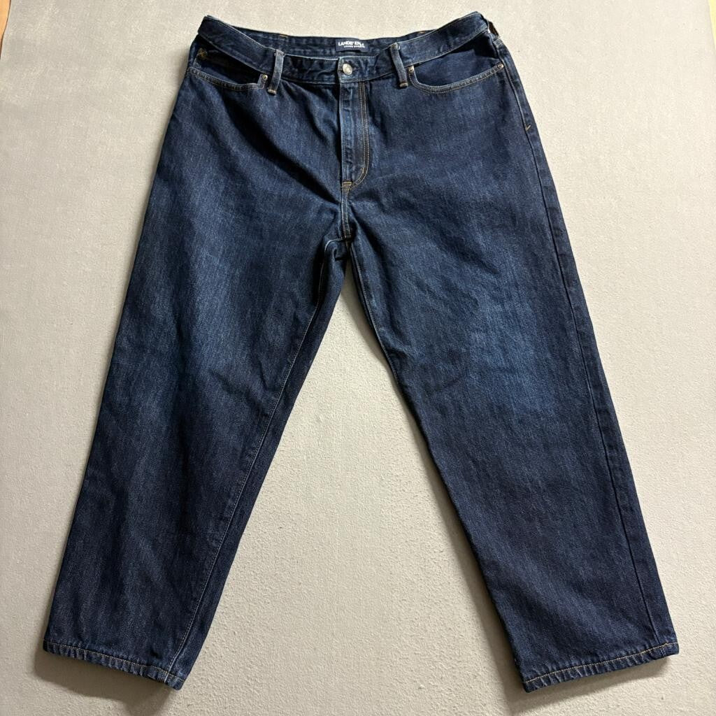 Lands End Square Rigger Jeans Mens 40 Traditional Fit Dark Wash Blue Denim