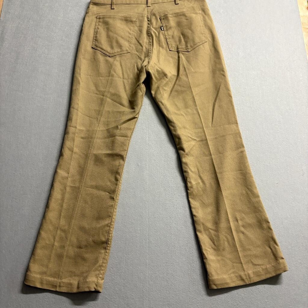 Vintage 70s Levis Sta Prest Pants Mens 36x31 Brown Hop Sack Flare Bell Bottoms