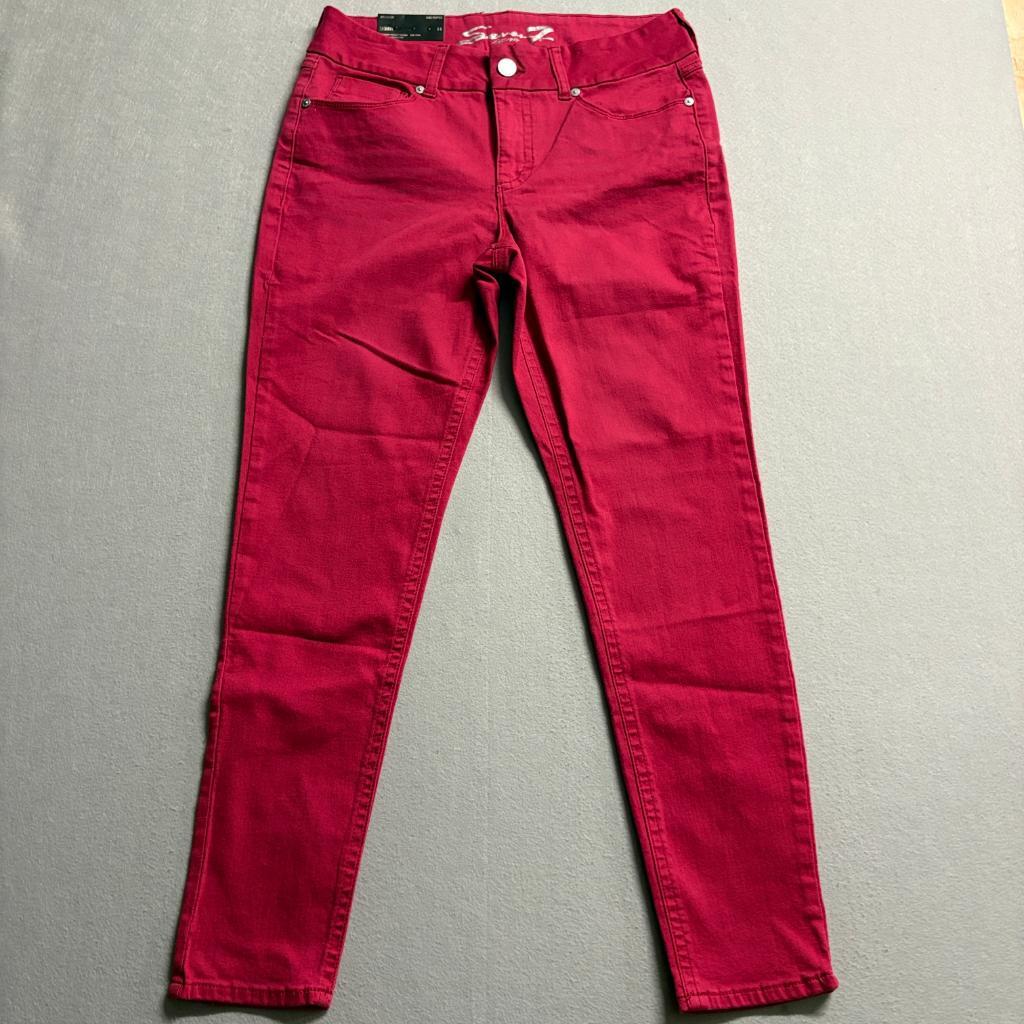 Seven7 Tummyless Skinny Jeans Womens 14 Chili Pepper Red Stretch Denim New
