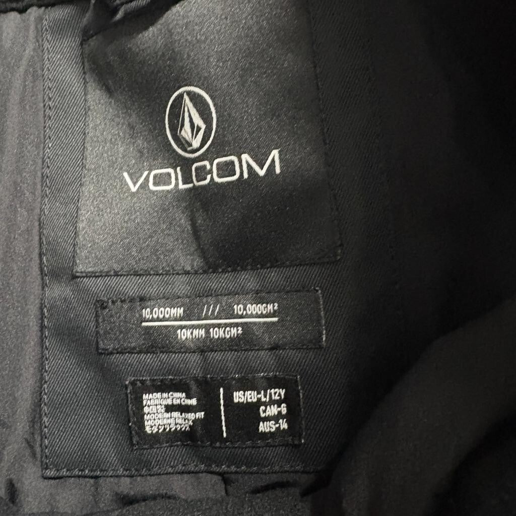 Volcom Snow Pants Youth Large 12Y Black Waterproof Insulated Ski Snowboard