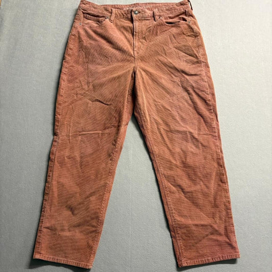 American Eagle Mom Straight Corduroy Pants Womens 18 Pink Brown Stretch High