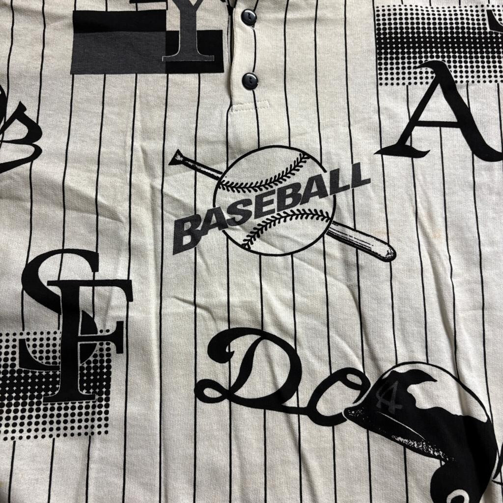 Vintage 90s Baseball Pinstripe Polo Shirt and Shorts Set Mens XL Made in USA