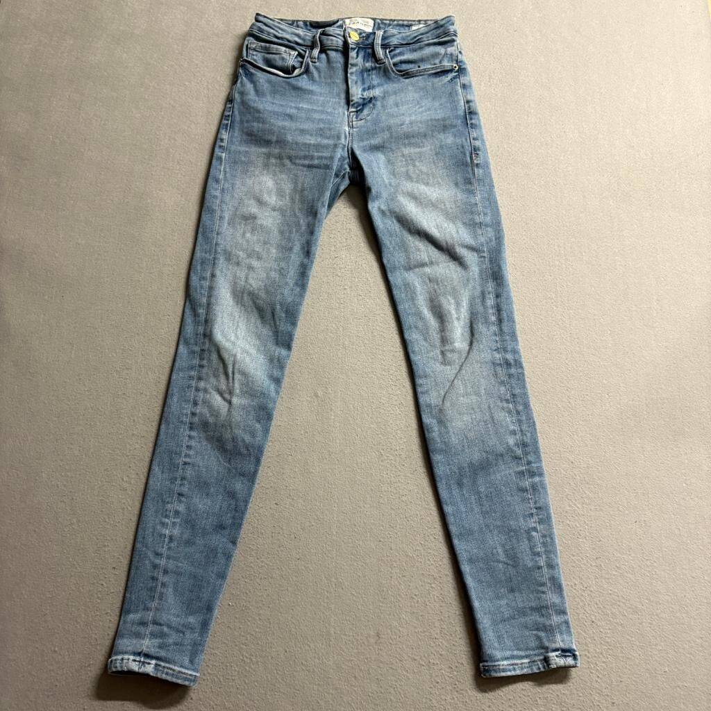 Frame Le High Skinny Jeans Womens 25 Blue Denim Stretch High Rise Slim Fit