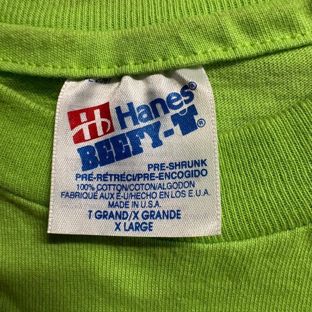 Vintage Hanes Beefy-T Blank T-Shirt Mens XL Green Single Stitch Made in USA