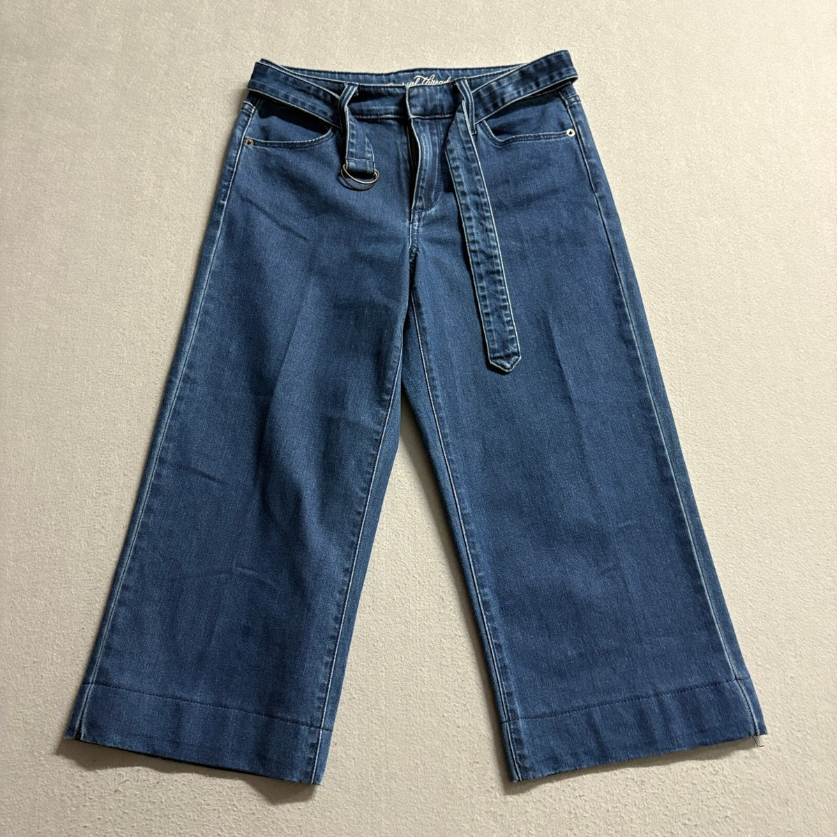 Universal Thread High Rise Wide Leg Crop Jeans Womens 4/27R Blue Denim Belted