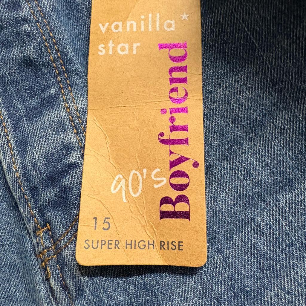 Vanilla Star 90s Boyfriend Jeans Womens 15 Blue Denim Distressed Super High Rise