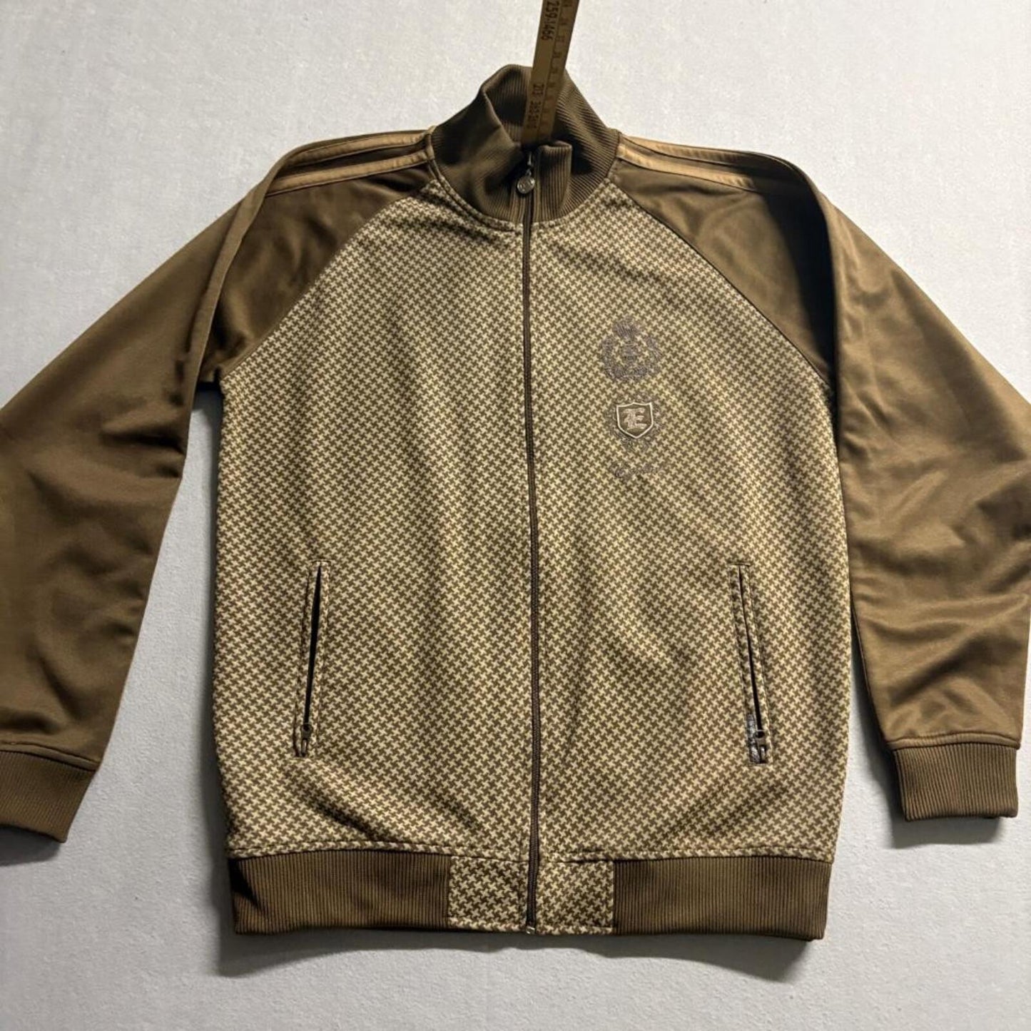 Ezekiel Track Jacket Mens XL Brown Houndstooth Full Zip Cotton Activewear
