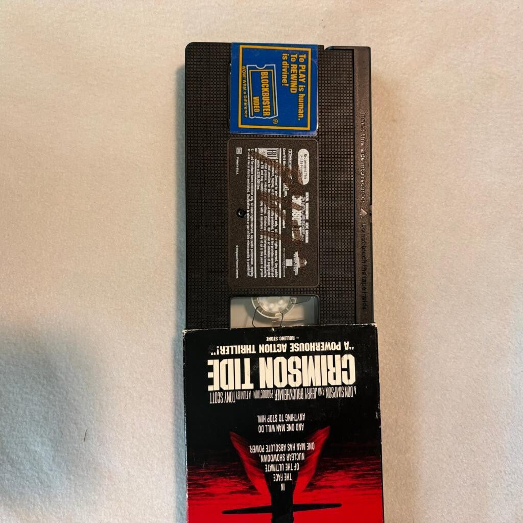 Crimson Tide VHS 1995 Denzel Washington Gene Hackman Blockbuster Video Case Tape