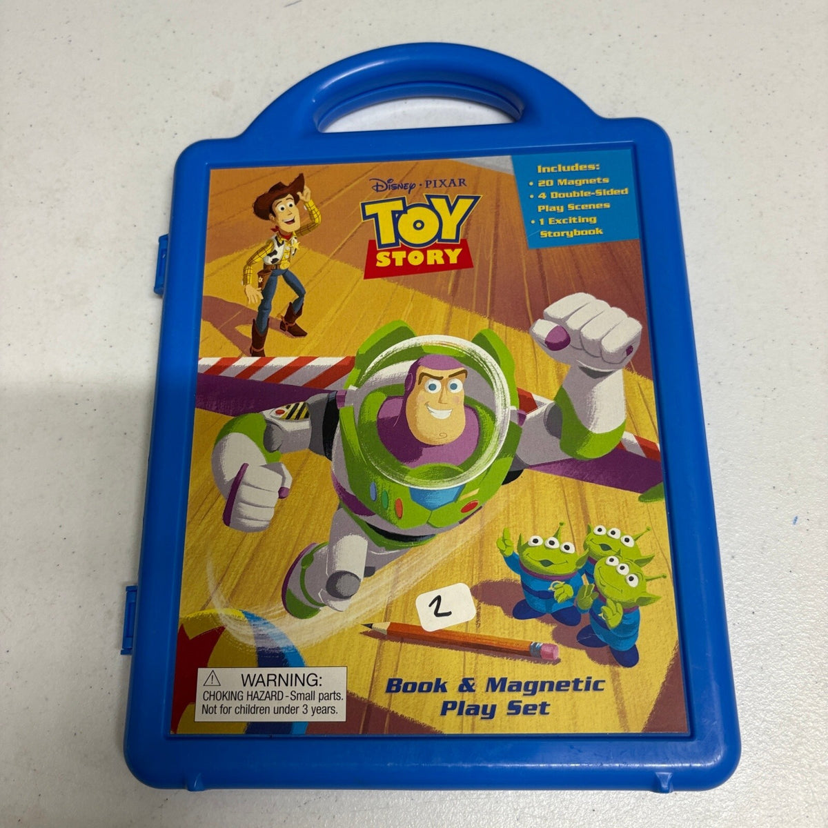 Disney Pixar Toy Story Book & Magnetic Play Set Field Day Carrying Case Complete