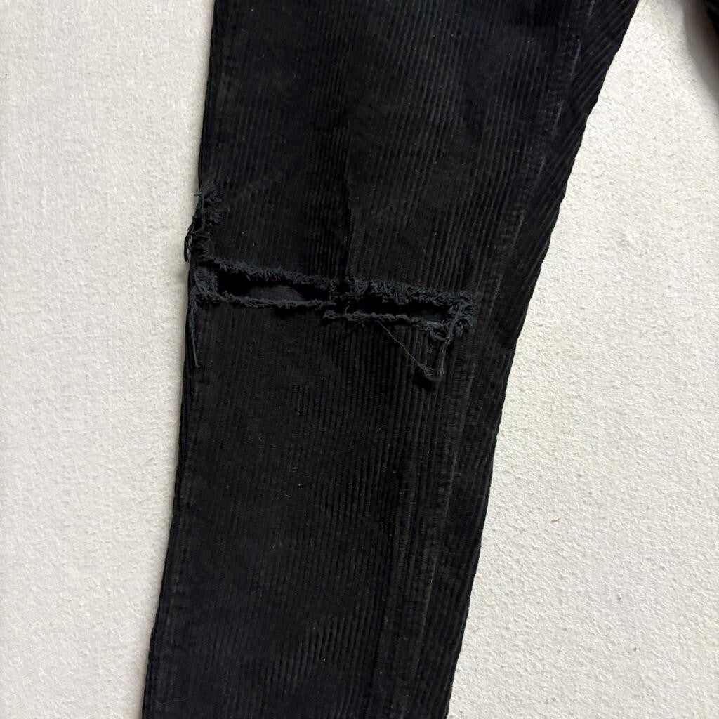 Topshop Mom Corduroy Pants Womens W28 L30 Black Distressed Ripped Knee Cord