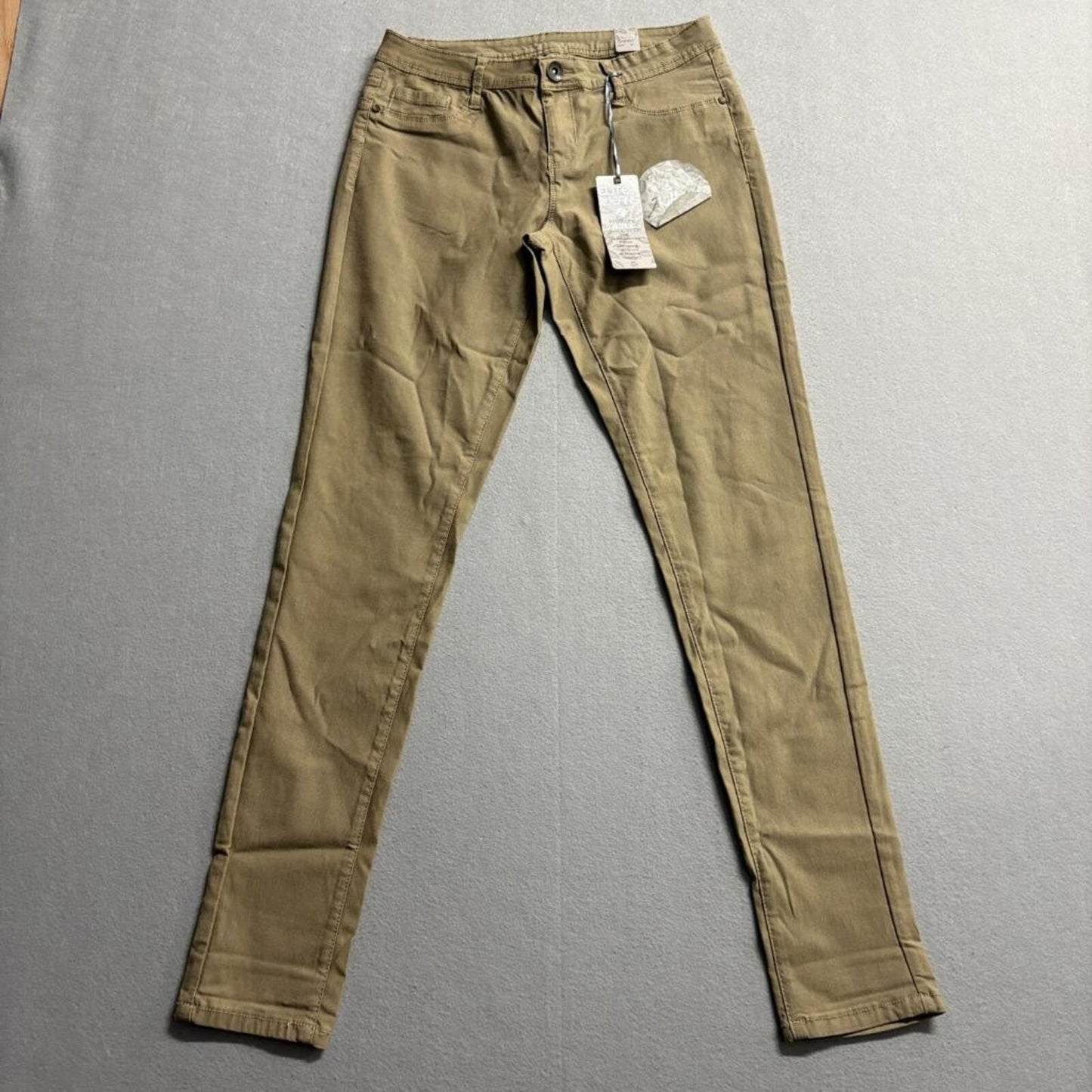 Elite Jeans Womens Skinny Pants Size M Khaki Brown Active Stretch Cotton Blend