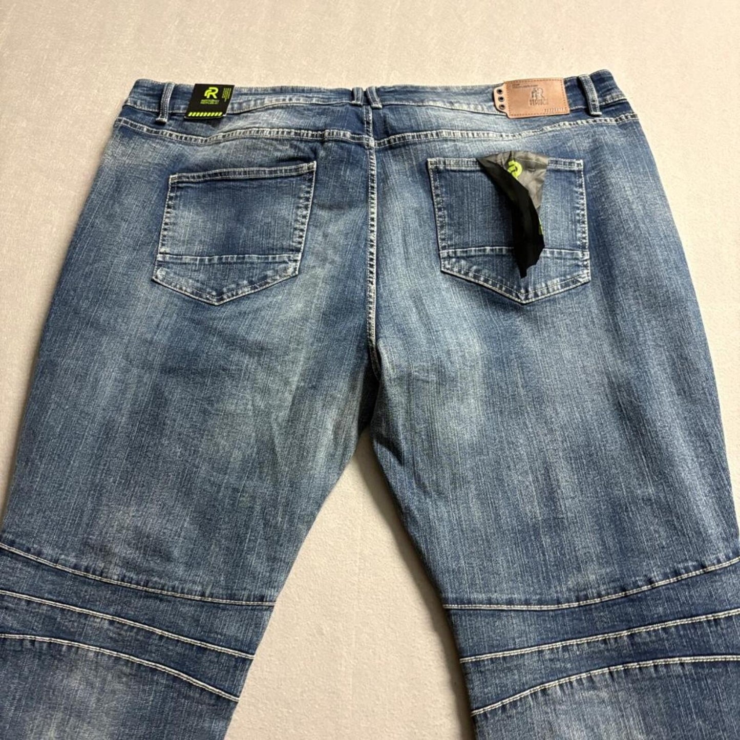 Refinery Republic Moto Jeans Mens 46 Blue Distressed Biker Slim Leg Denim