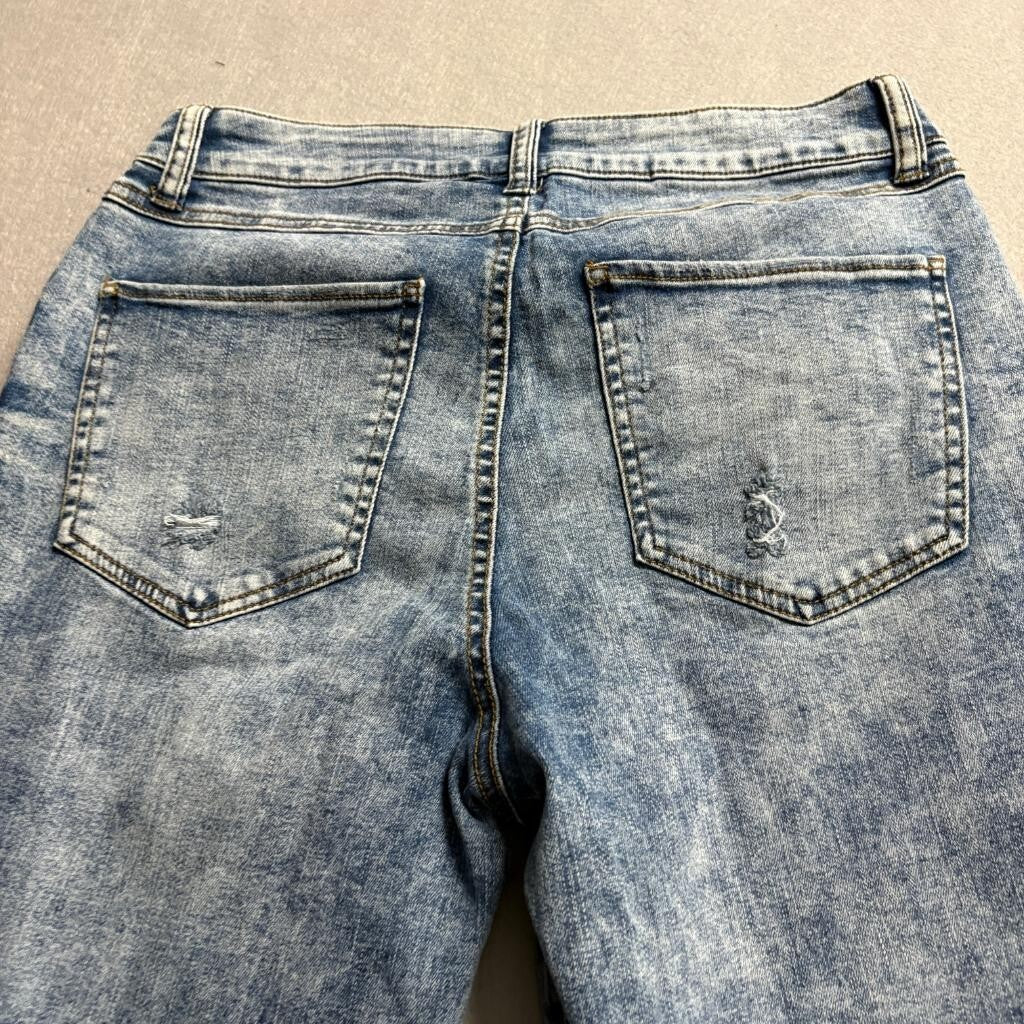 Rewash Vintage Reunion High Rise Distressed Jeans Womens Size 9 Acid Wash Fringe