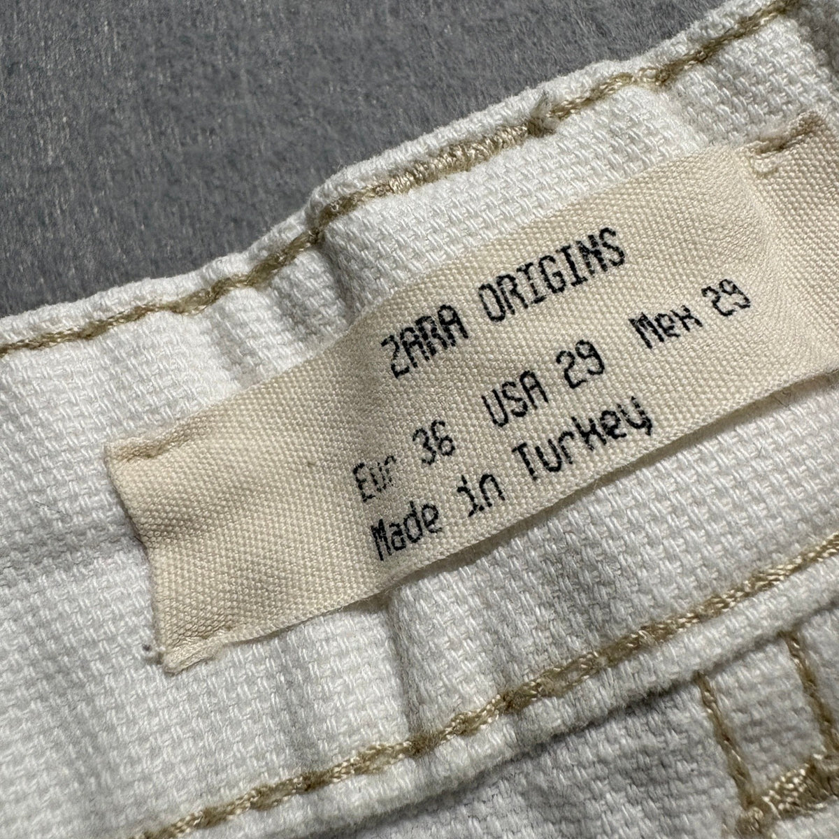 Zara Origins Carpenter Pants Womens 29 Off White Cotton Utility Workwear Canvas