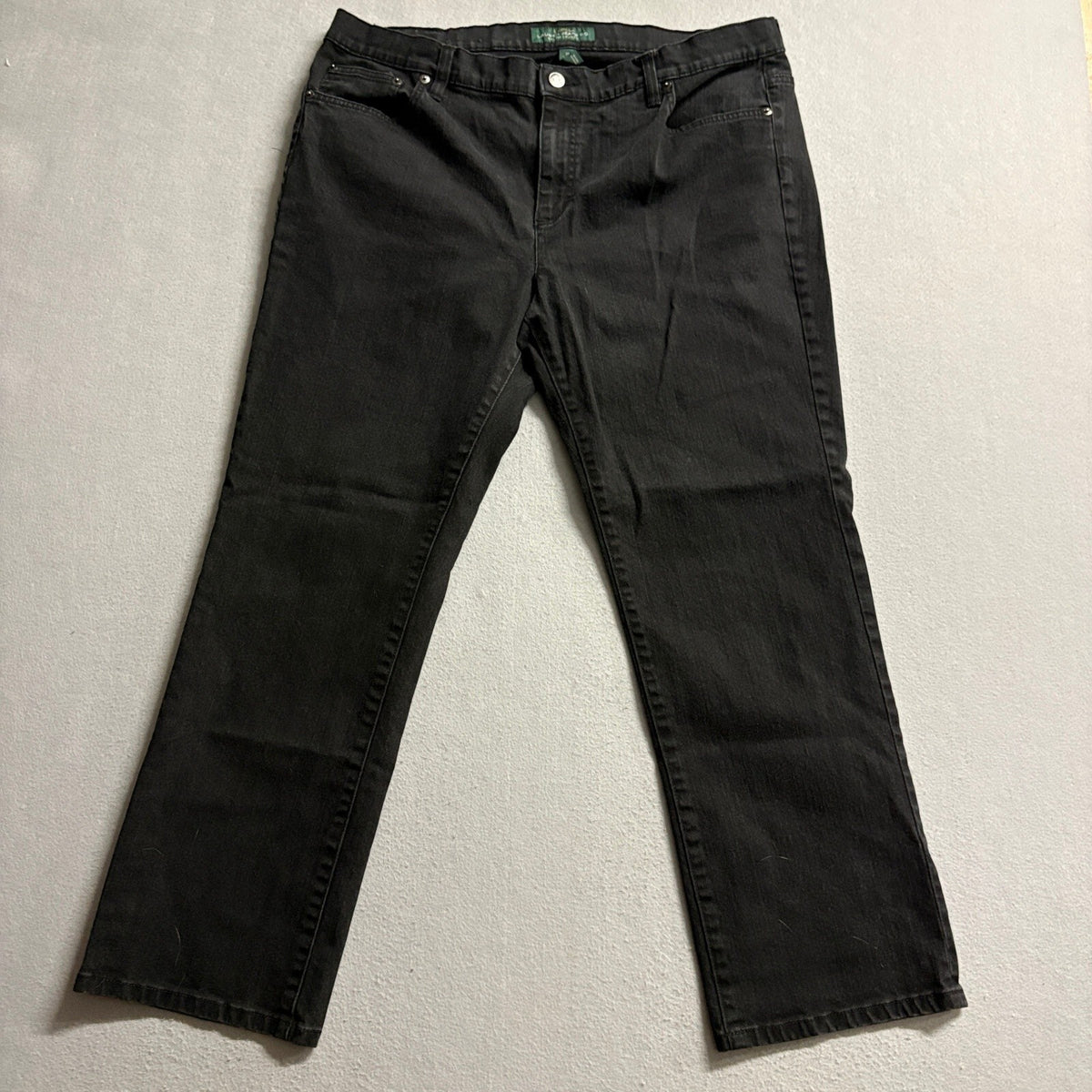 Lauren Ralph Lauren Jeans Womens 16 Black Denim Straight Leg Stretch Pants LRL