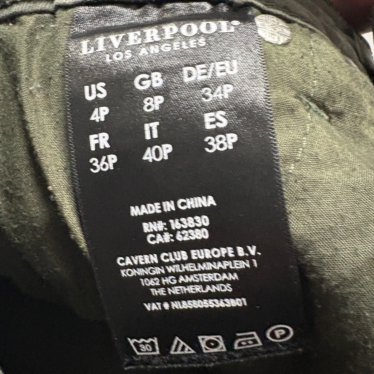Liverpool Los Angeles The Ankle Skinny Jeans Womens 4P Olive Green Stretch Denim