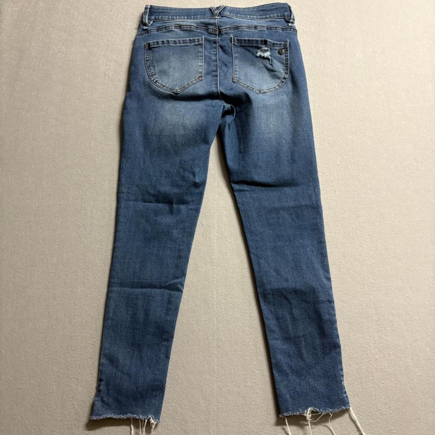 Democracy Ab Technology Jeans Womens 4 Blue Distressed Raw Hem Crop Skinny