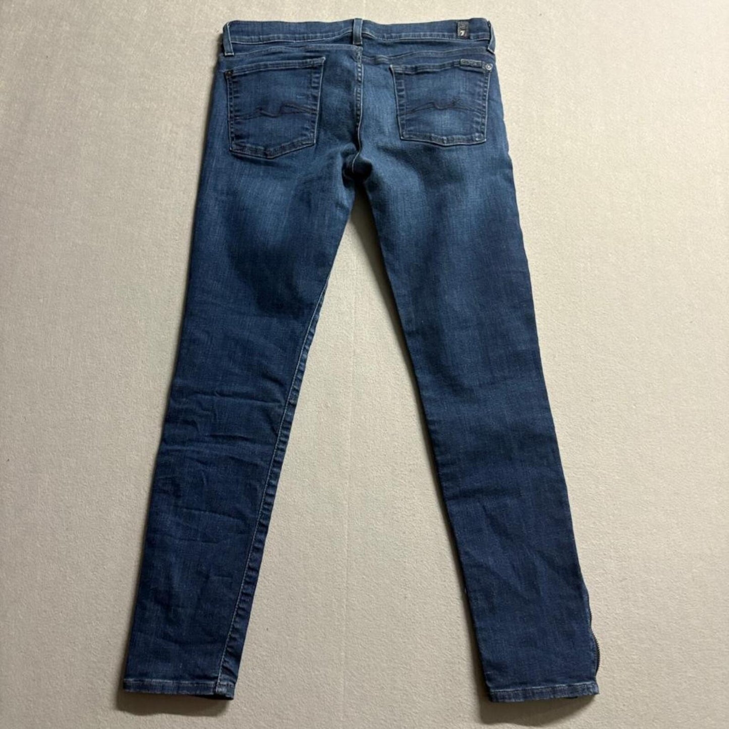 7 For All Mankind Gwenevere Skinny Jeans Women Size 30 Blue Denim Ankle Zip