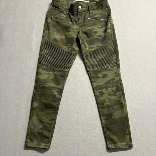 Tinseltown Camo Moto Pants Womens Size 11 Green Camouflage Skinny Ribbed Jeans