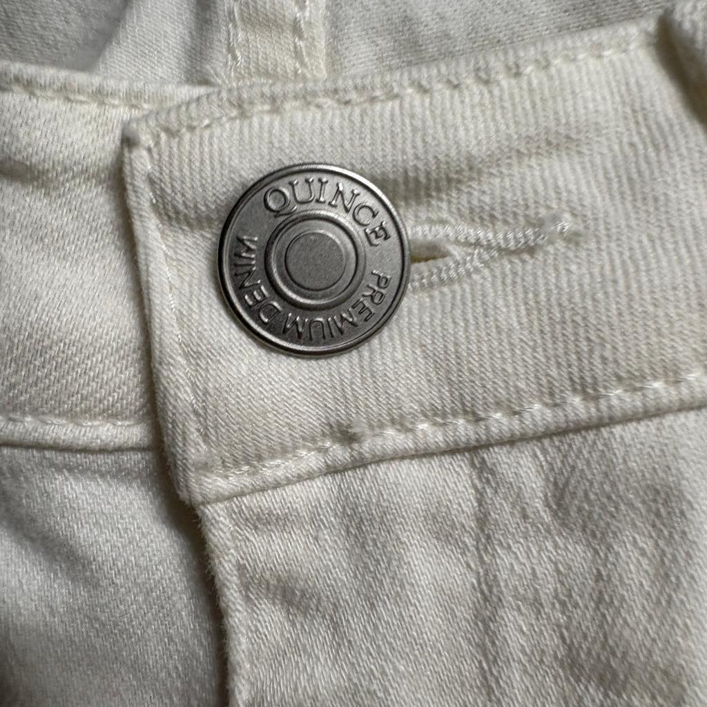 Quince Premium Denim White Straight Leg Jeans Womens Size 26 Stretch Cotton