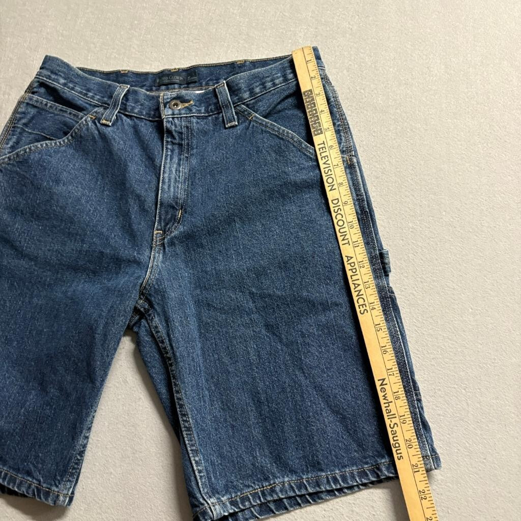 Faded Glory Carpenter Denim Shorts Mens 32 Blue Cotton Utility Workwear