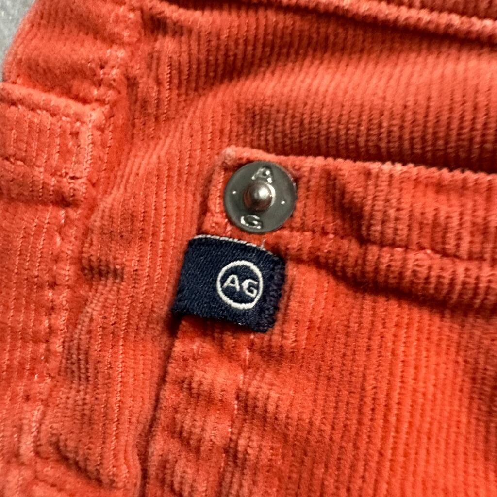 AG Adriano Goldschmied The Stevie Corduroy Pants Womens 29R Orange Slim Straight