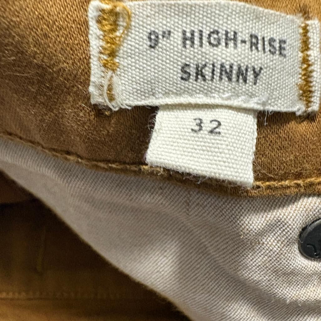 Madewell 9 High Rise Skinny Jeans Womens 32 Brown Mustard Cotton Blend Stretch