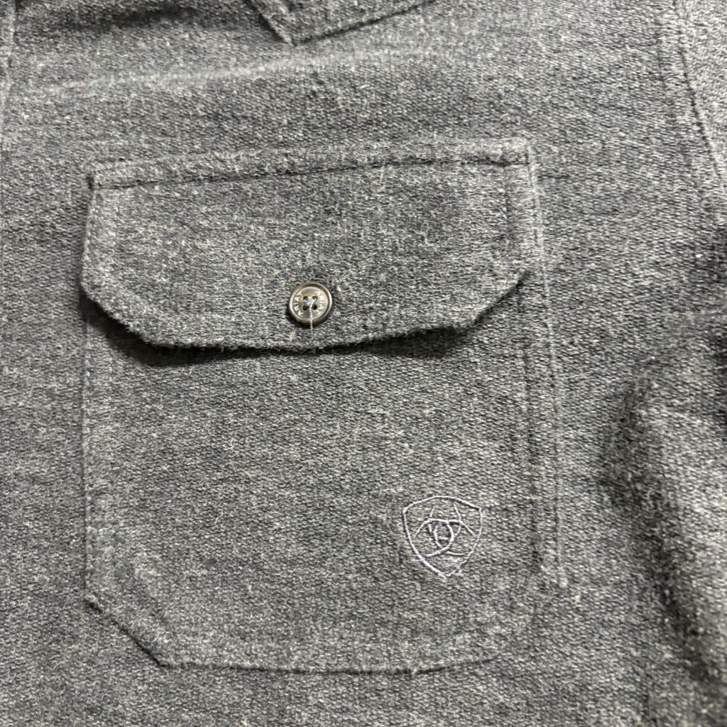 Ariat Retro Fit Mens Small Gray Cotton Flannel Western Button Up Shirt