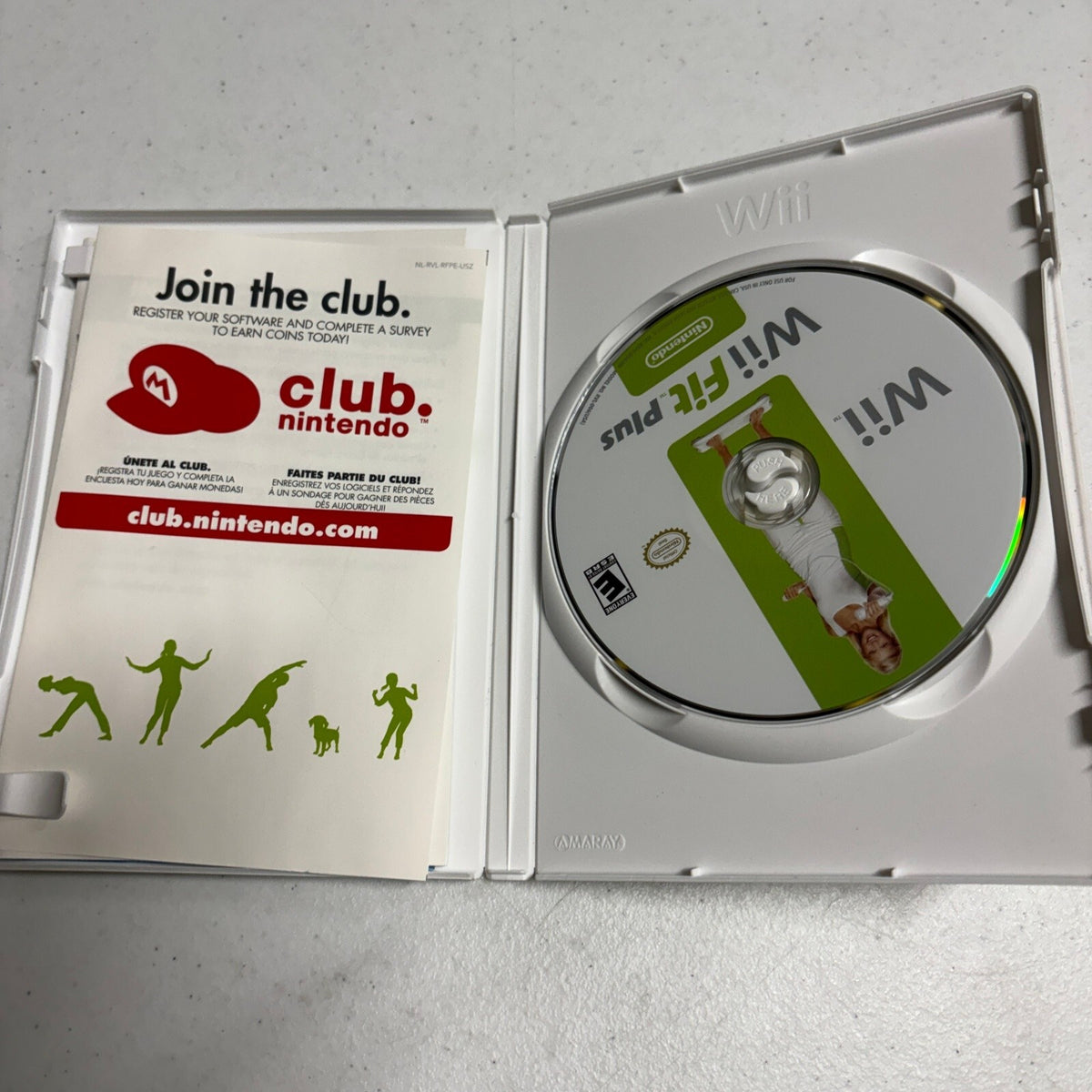 Wii Fit Plus Nintendo Wii Game Disc Case & Club Nintendo Insert Tested Works