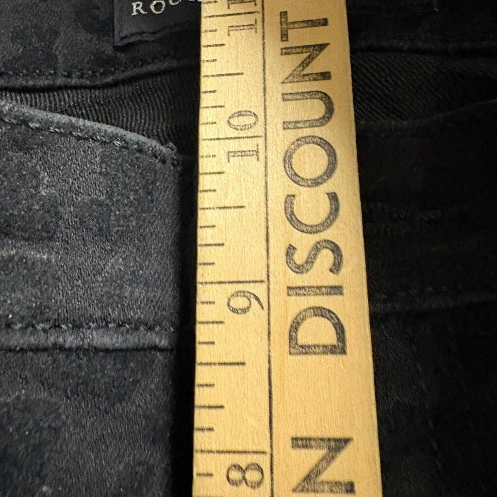 Rock & Republic Kashemiere Jeans Womens 14M Black Gray Leopard Print Skinny