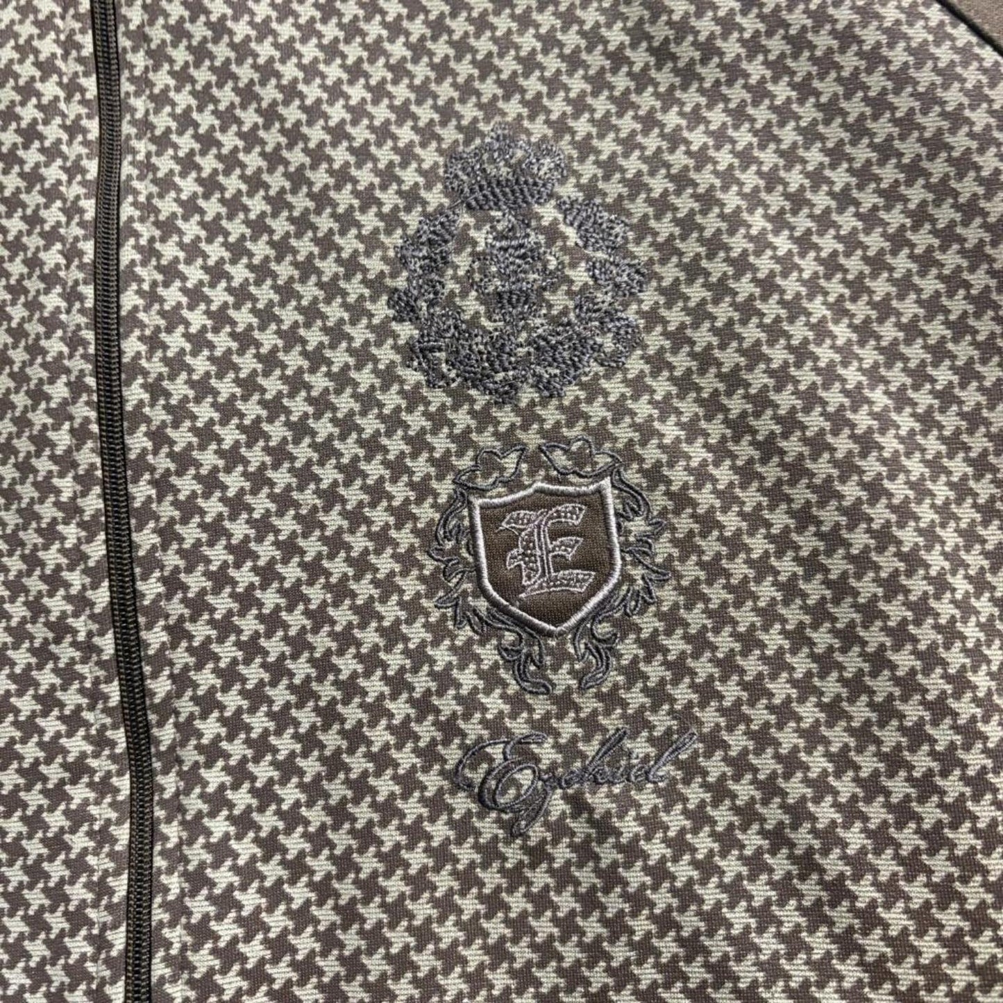 Ezekiel Track Jacket Mens XL Brown Houndstooth Full Zip Cotton Activewear