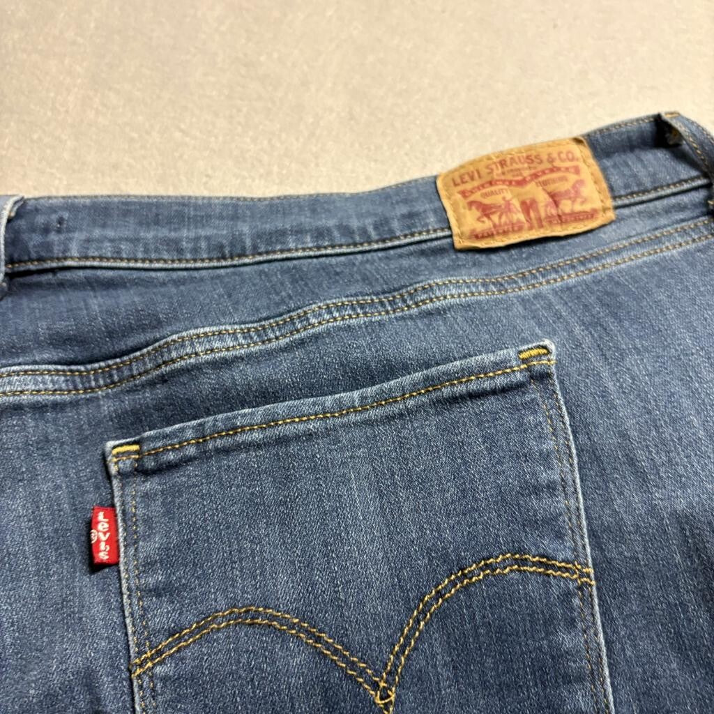 Levis 724 High Rise Straight Jeans Womens 22W Blue Denim Stretch Waterless