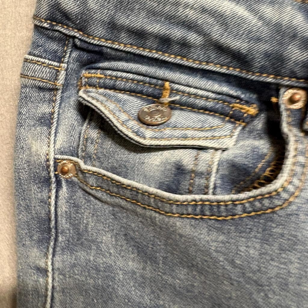 Simple Society Flare Jeans Womens Size 5 27 Blue Denim Flap Pocket Stretch