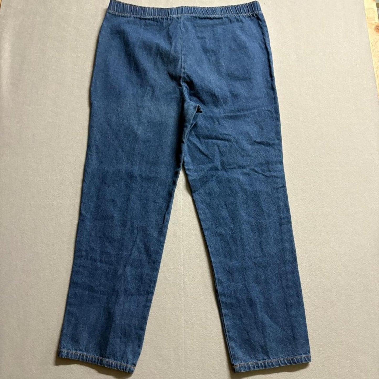 White Stag Classics Womens Size 14 Blue Denim Elastic Waist Pull On Jeans