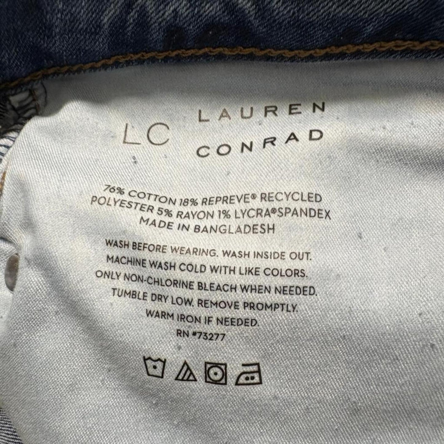 LC Lauren Conrad Distressed Skinny Jeans Womens 30x26 Blue Denim Stretch 31x27
