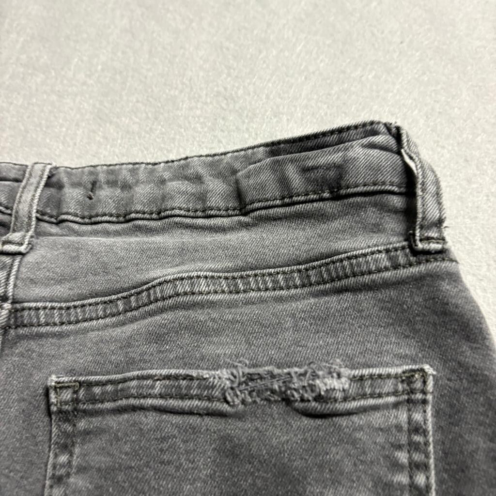 We The Free Free People Embroidered Jeans Womens 26 Gray Raw Hem Floral Crop