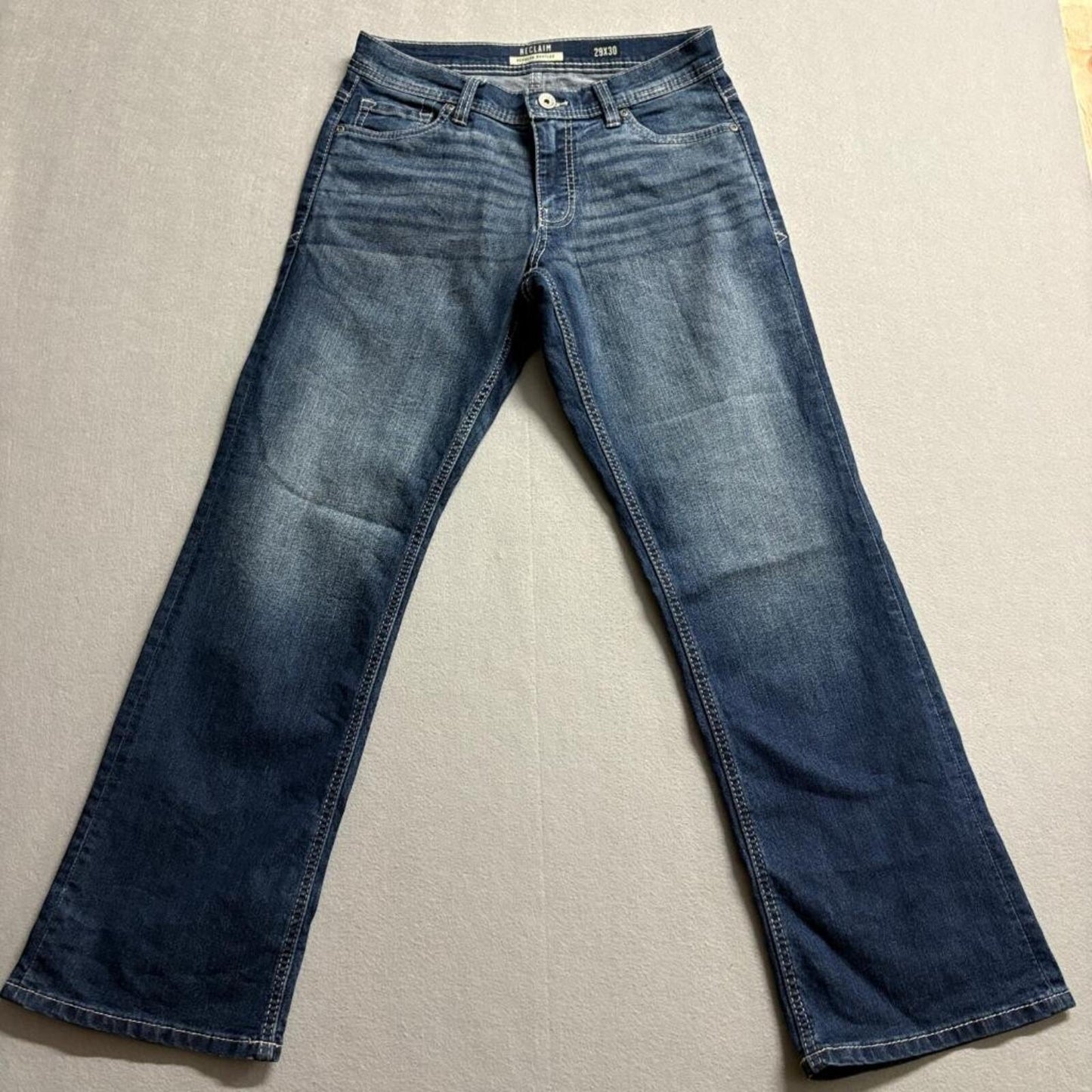 Reclaim Regular Bootleg Jeans Mens 29x30 Blue Denim Stretch Bootcut