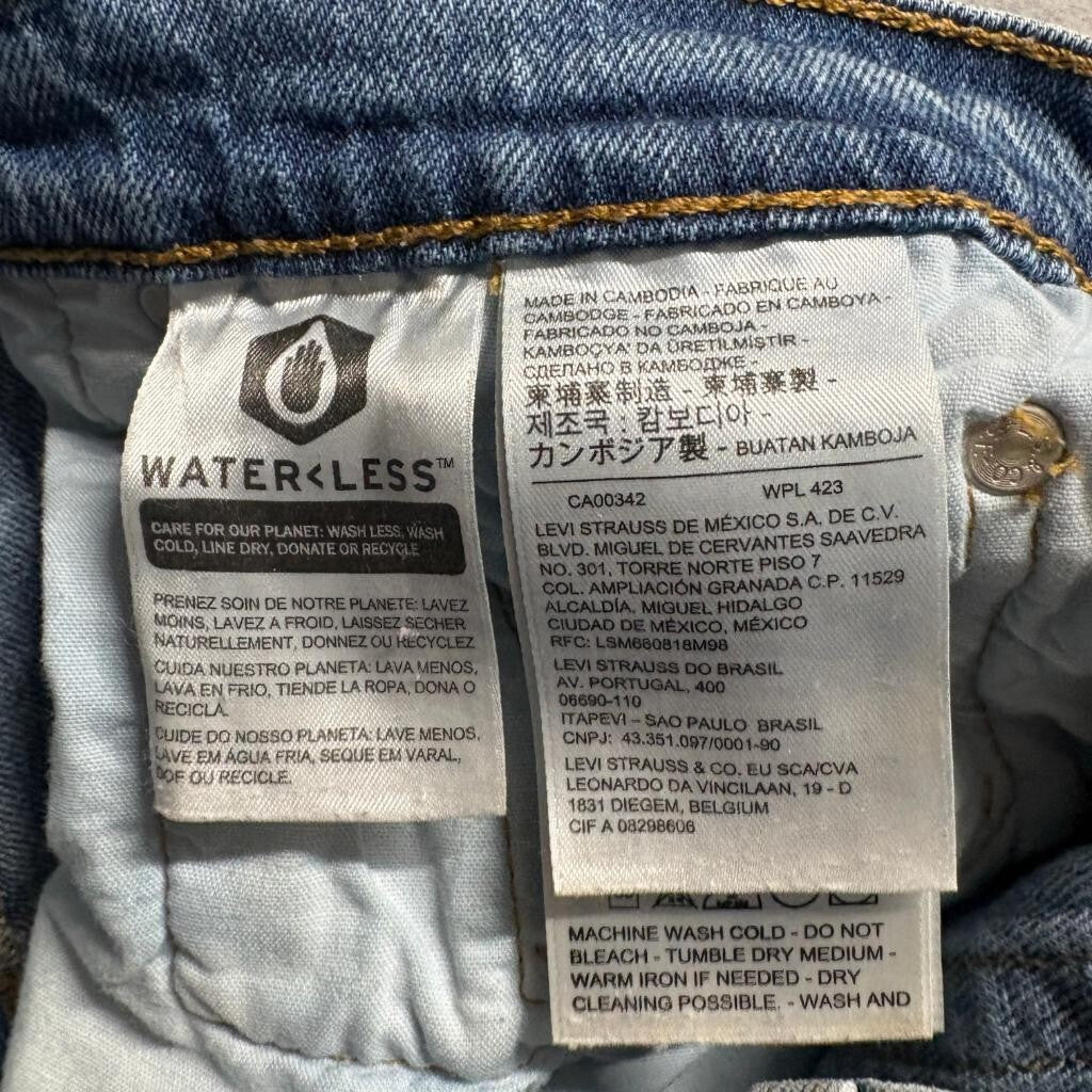 Levi's 501 S Skinny Jeans Mens 29x30 Distressed Raw Hem Light Wash Denim