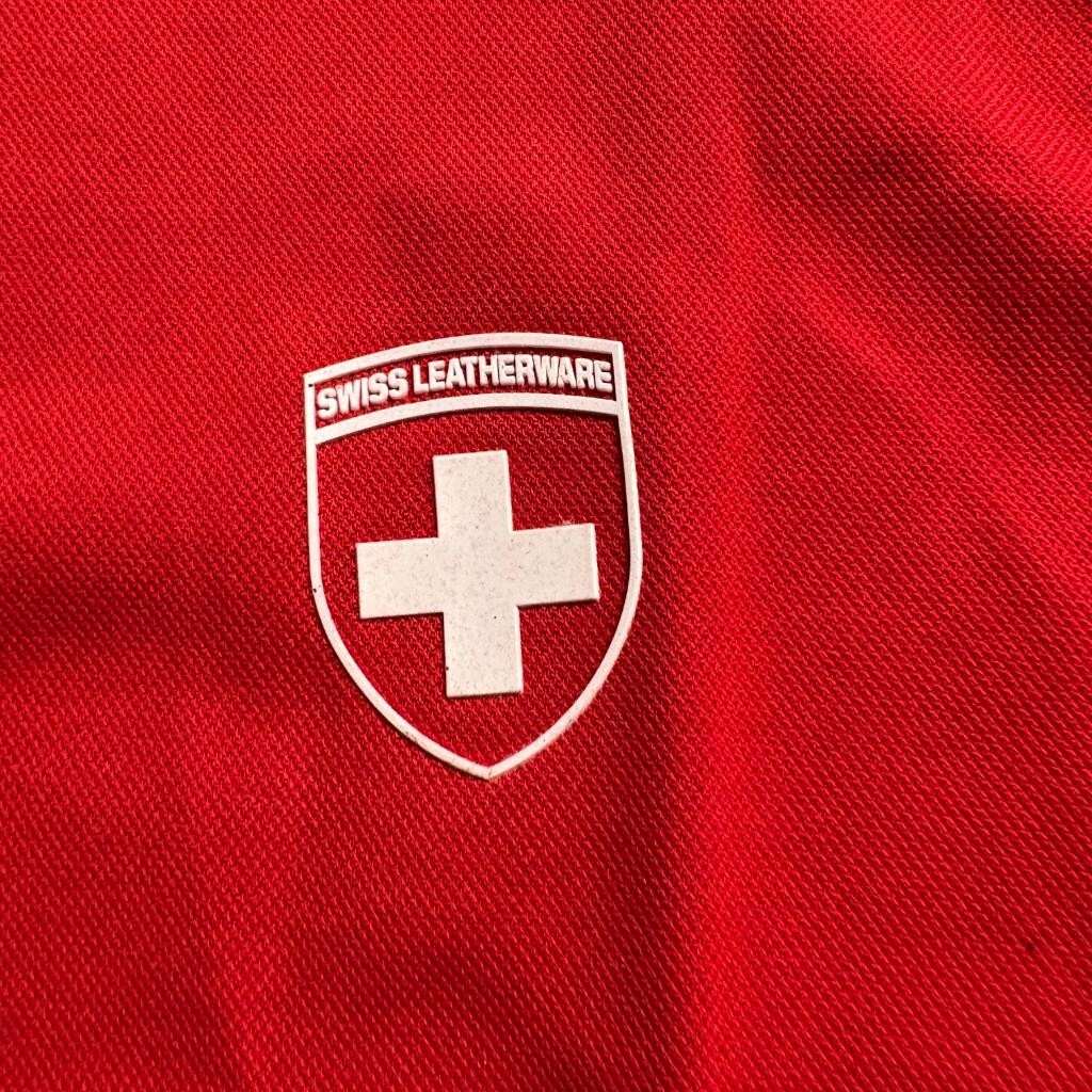 Swiss Leatherware Polo Shirt Mens XL Red Short Sleeve Swiss Cross Logo