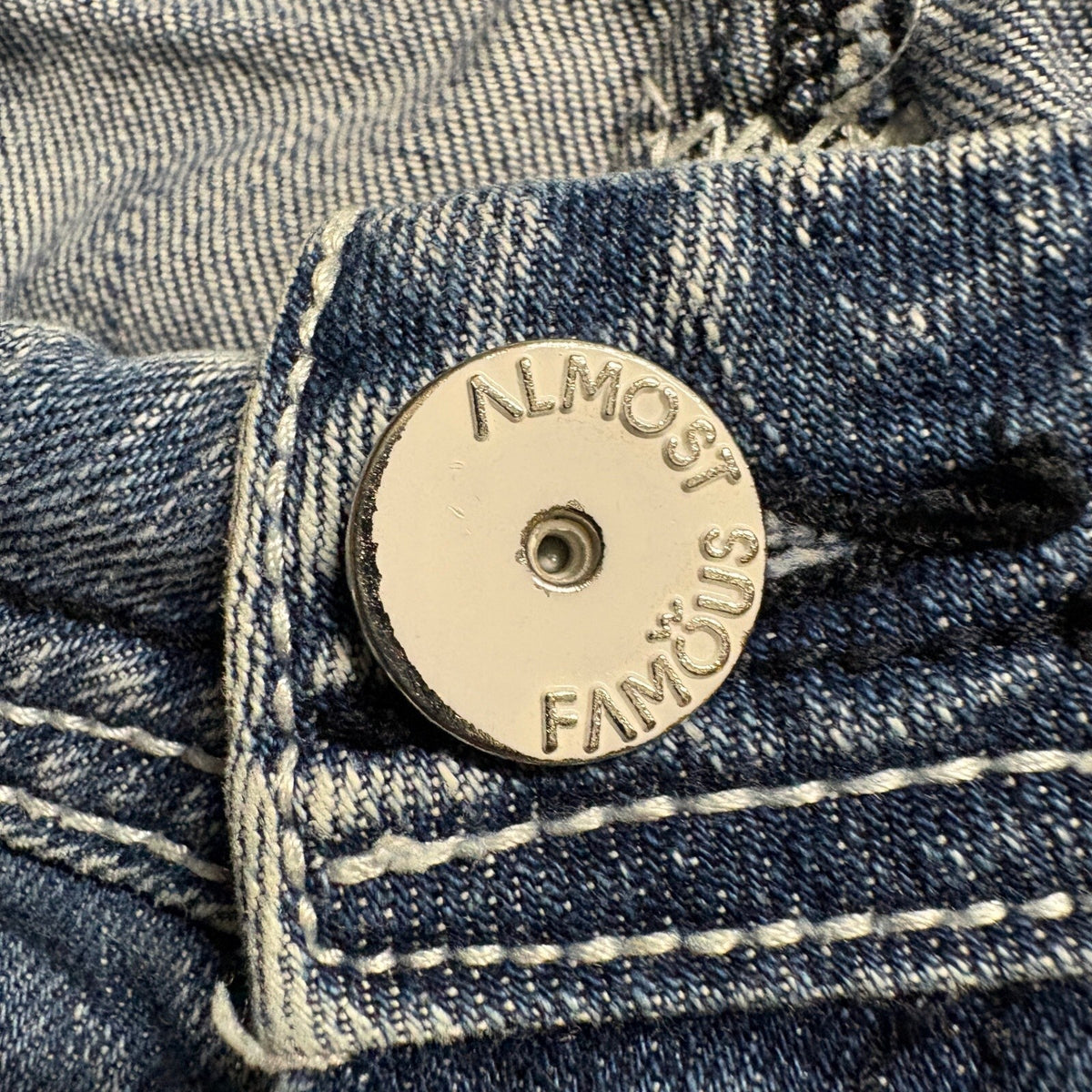 Almost Famous Womens Jeans Size 5 Blue Light Wash Button Fly Cuffed Ankle Denim