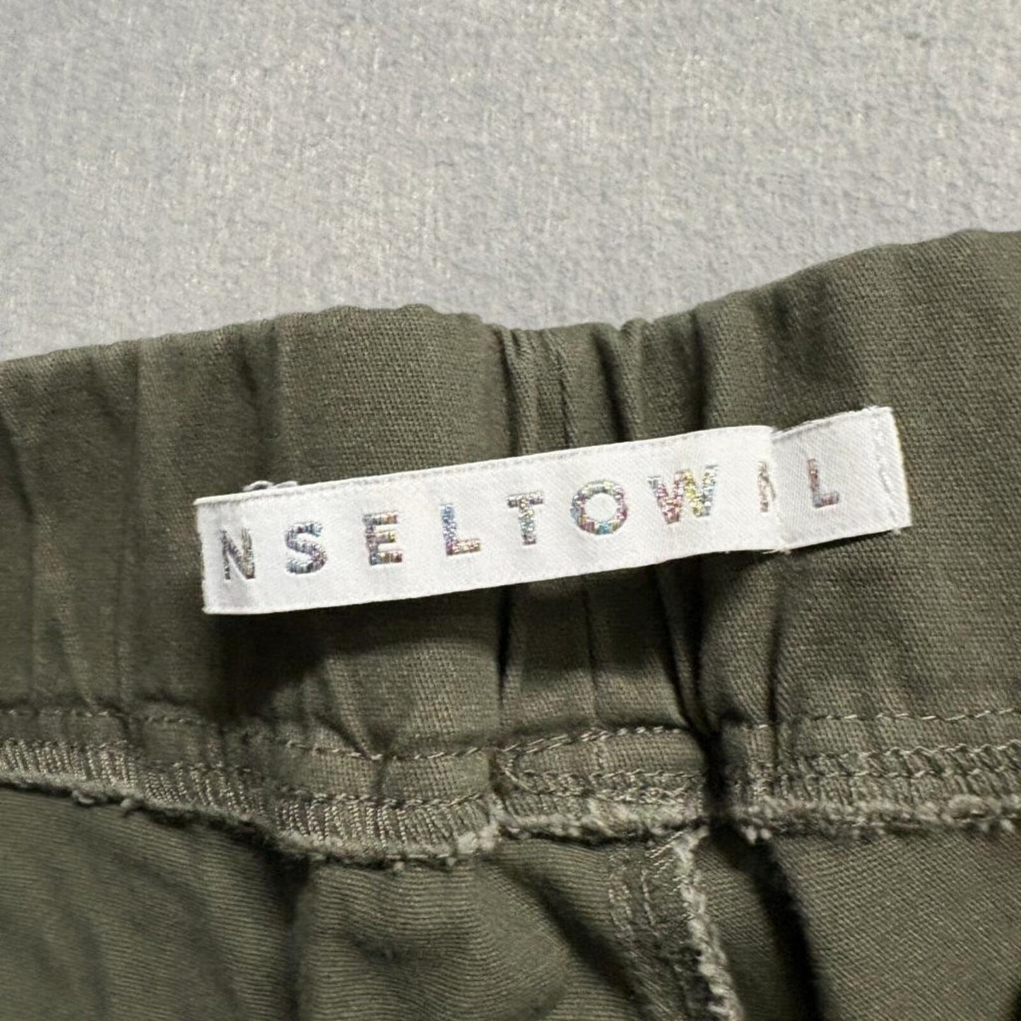Meltin Pot Women Green Cargo Jogger Pants Size L Elastic Waist Drawstring Cotton