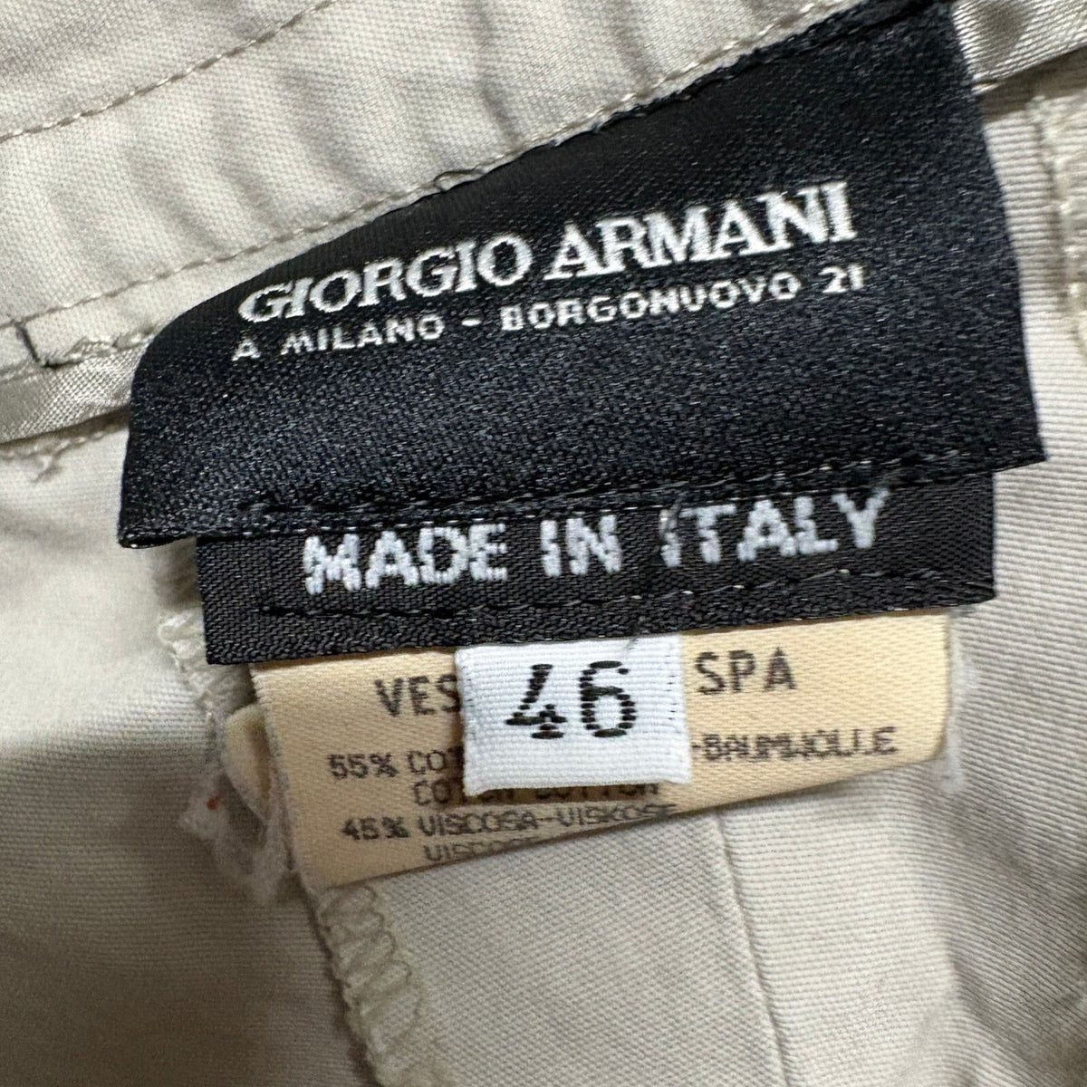Giorgio Armani Borgonuovo 21 Pants Womens 46 Beige Cotton Viscose Wide Leg Italy