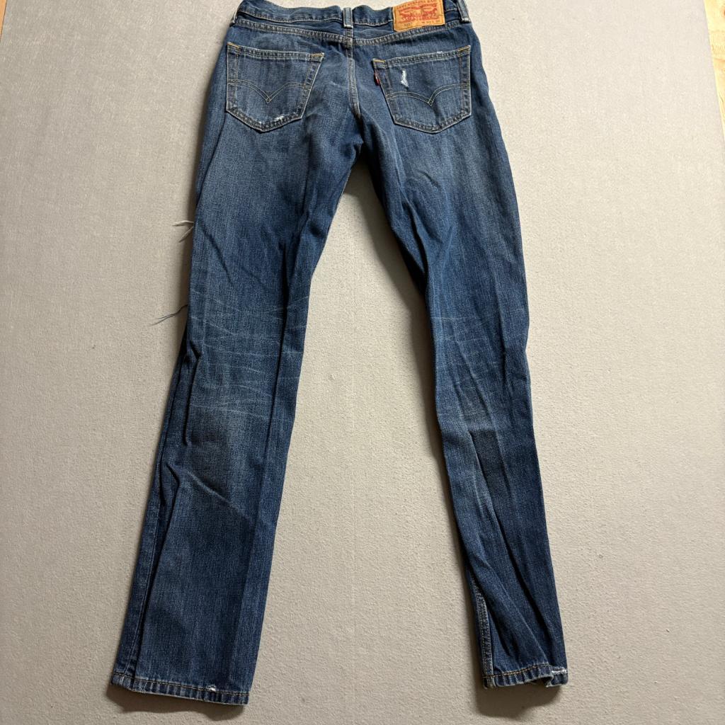 Levis 502 Regular Taper Jeans Mens 30x32 Distressed Ripped Blue Denim 100%
